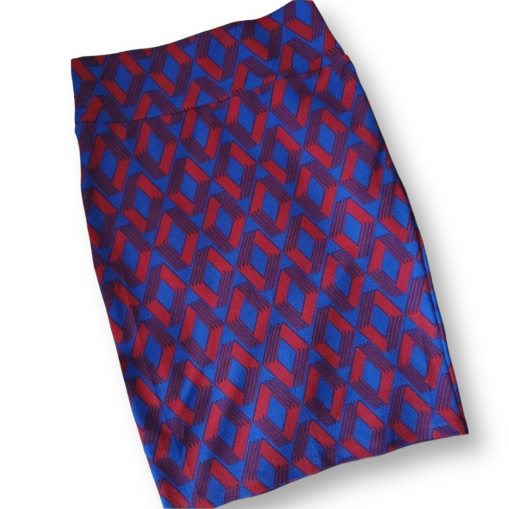 Lularoe Cassie Pencil Skirt Red & Blue Size S
